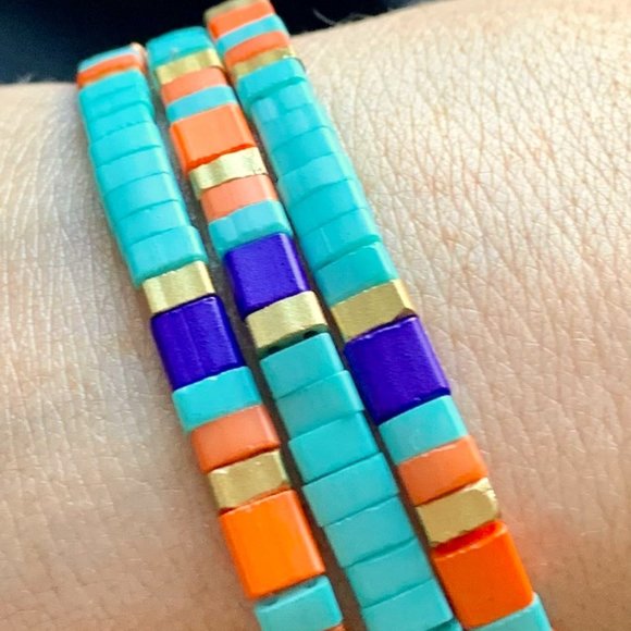 Handmade Friendship Miyuki Tila Glass Beaded Elastic Stretch Bracelets 6 Styles - Picture 11 of 14